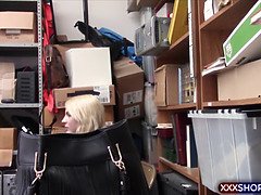 Cute blonde shoplifter needs to fuck for her freedom