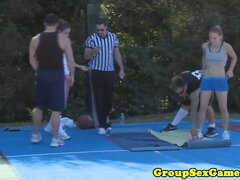 Leie, Blondine, Blasen, Schwanz, Hundestellung, Gruppe, Im freien, Realität