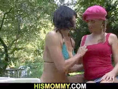 チェコ, ヨーロピアン, レズビアン, 熟年, 母, アウトドア, ティーン, おもちゃ