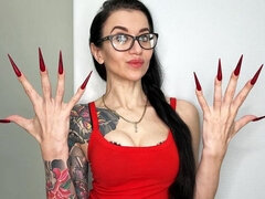 Finger Snapping, Long Fingers with Red Long Nails