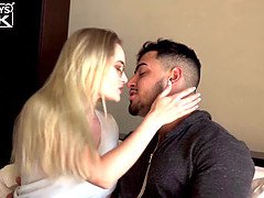 Gigantic dick latino goes hard on nerdy hoe with glasses then she gets director to titty pound her and complete all over those big floppy young cans