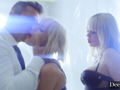 Blondine, Blasen, Frau frau mann, Hardcore, Dürr, Jungendliche (18+), Flotter dreier, Titten